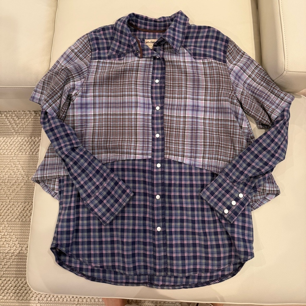 We The Free Purple, Pink & blue Plaid Button-Up Shirt NWOT